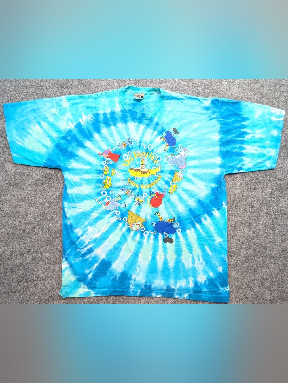 The Beatles Yellow Submarine Liquid Blue Tie Dye Shirt Mens XX- Large Blue VTG